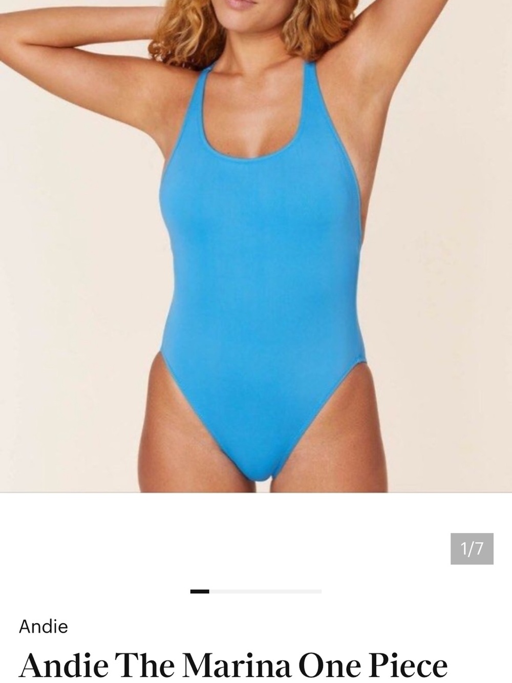 Andie Marina One-Piece Swimsuit, Bright Turquoise Blue, Size MT